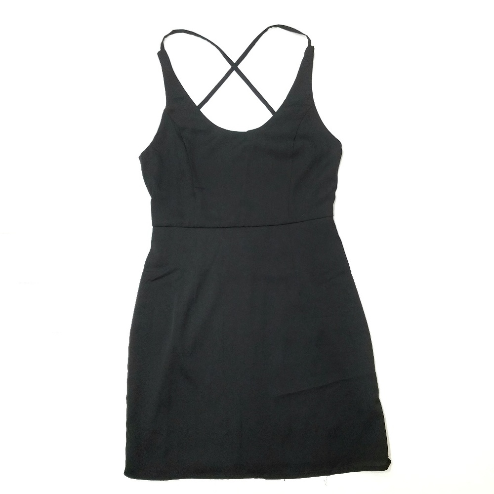 Tobi black criss cross strappy bodycon dress S